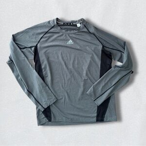 Adidas Men's Gray and Black Long Sleeve Tee